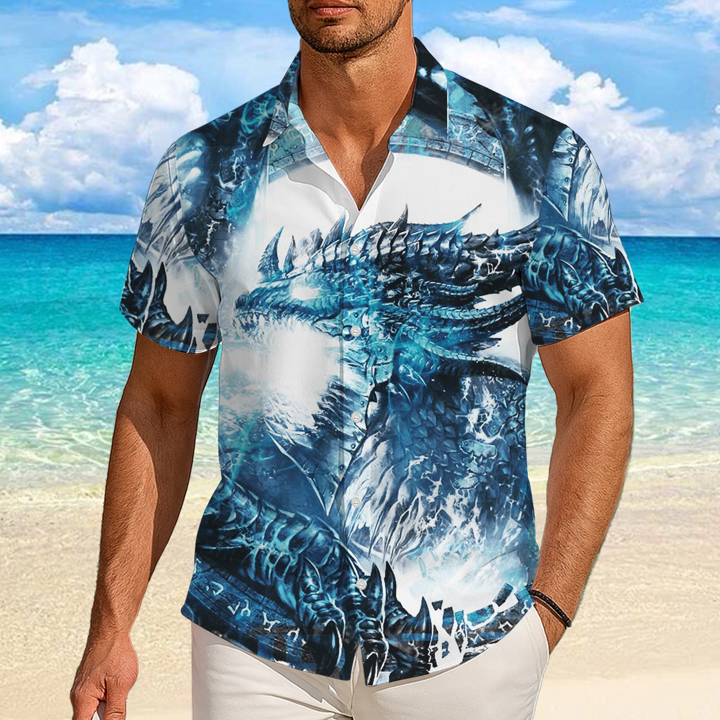 Frost Ice Dragon Hawaiian Shirt Men Women Casual Aloha Beach Vacation