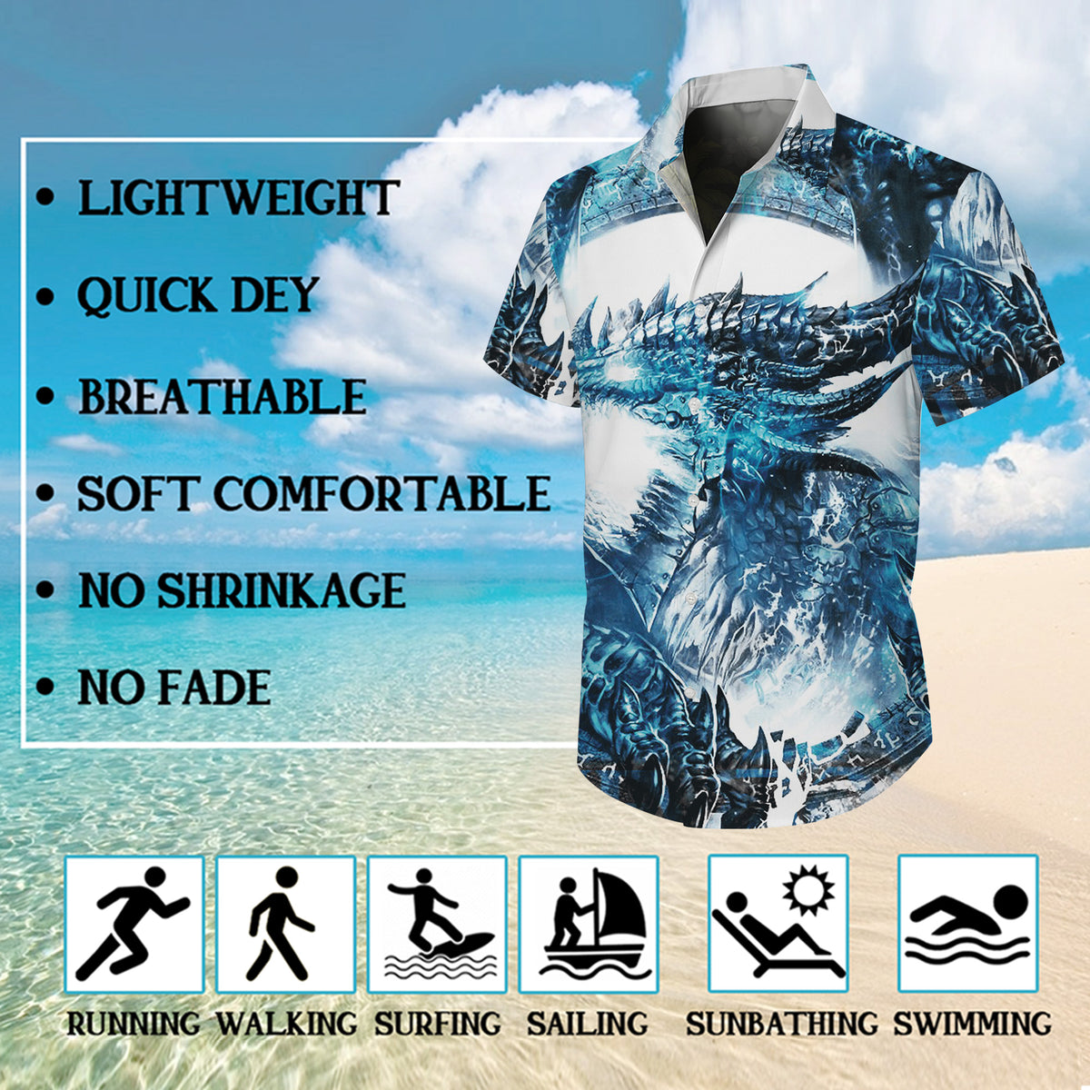 Frost Ice Dragon Hawaiian Shirt Men Women Casual Aloha Beach Vacation