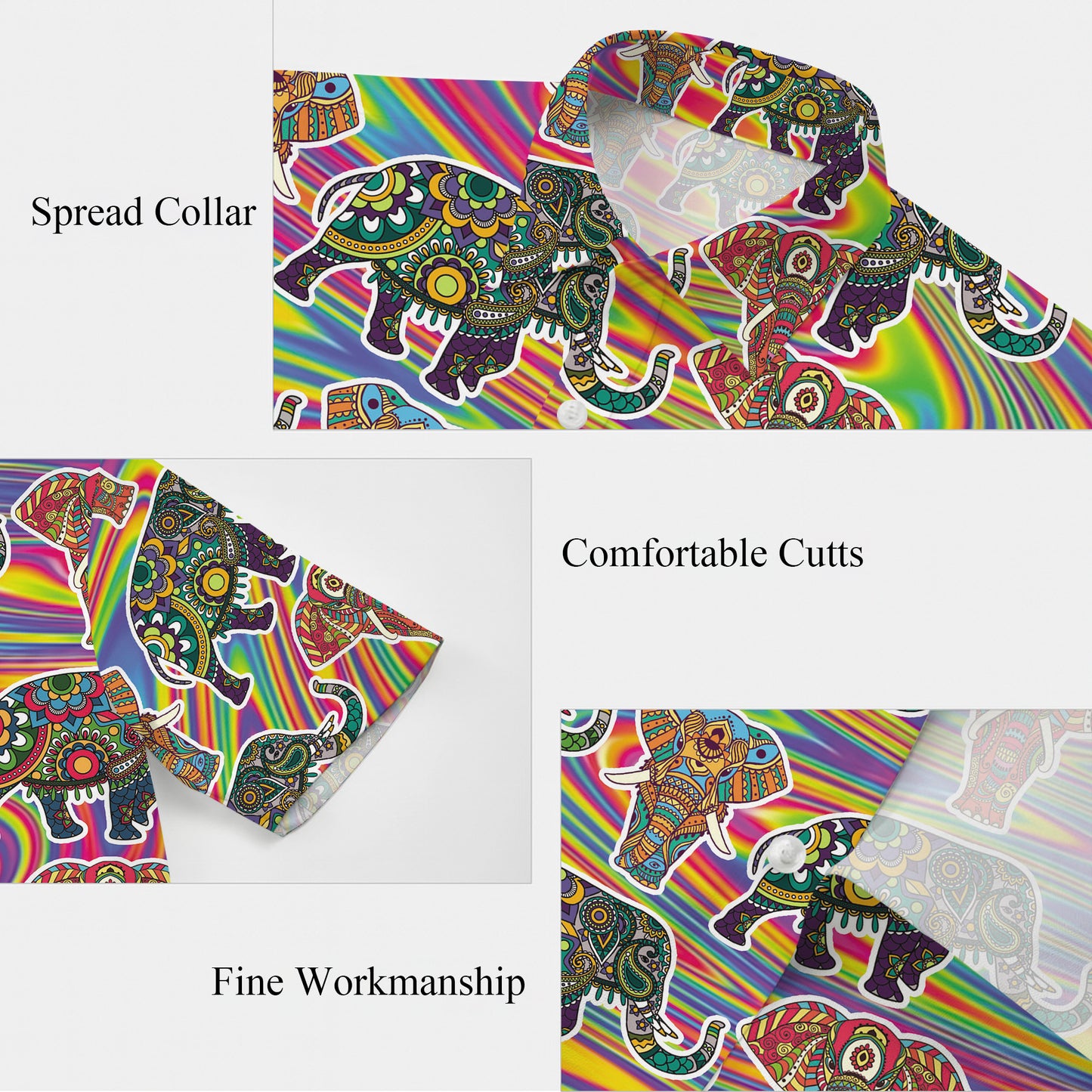 Psychedelic Mandala Elephants Hawaiian Shirt Men Women Casual Aloha Beach