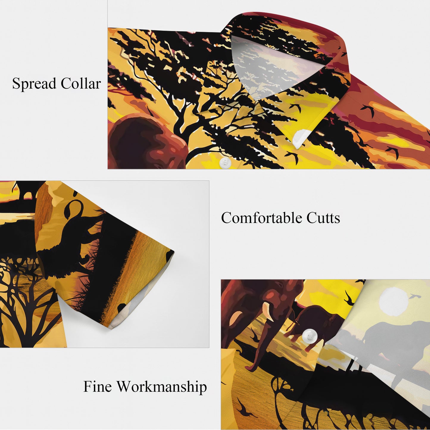 African Savanna Sunset Wildlife Hawaiian Shirt Men Women Casual Aloha Beach