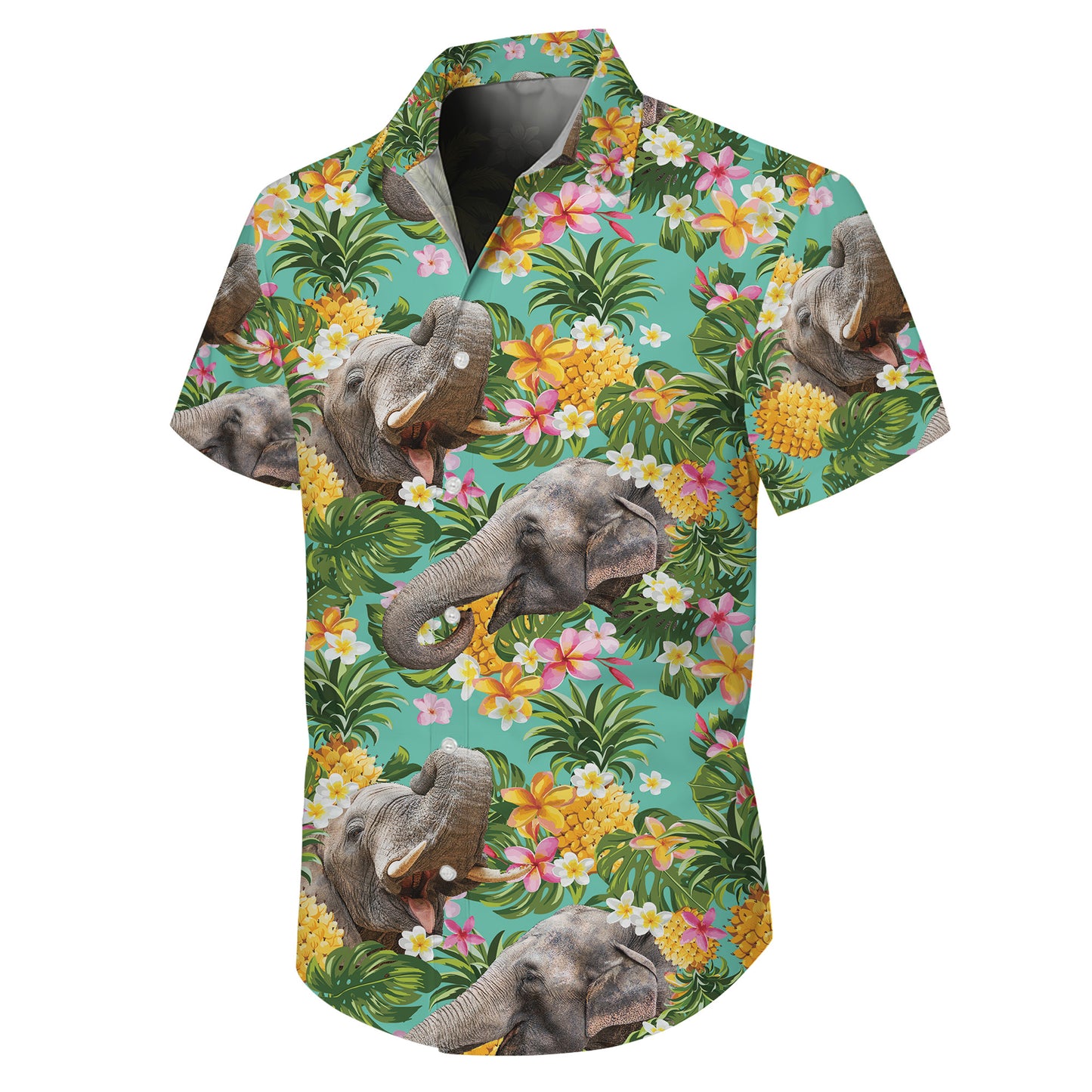 Elephants, Pineapples & Tropical Flowers Hawaiian Shirt Men Women Aloha