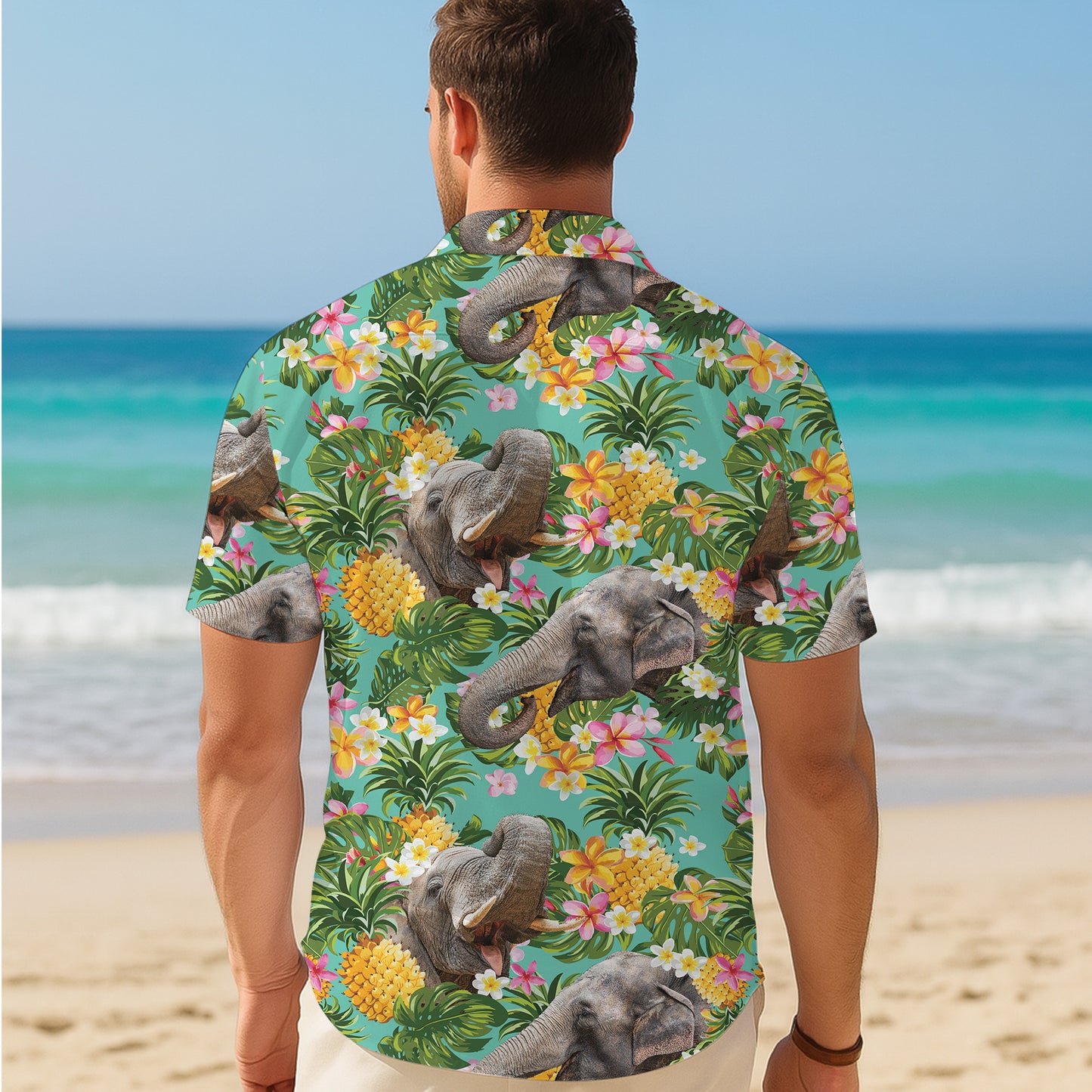Elephants, Pineapples & Tropical Flowers Hawaiian Shirt Men Women Aloha