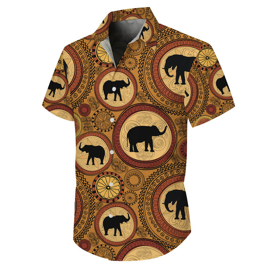 Tribal Boho Elephant Mandala Hawaiian Shirt Men Women Casual Aloha Beach