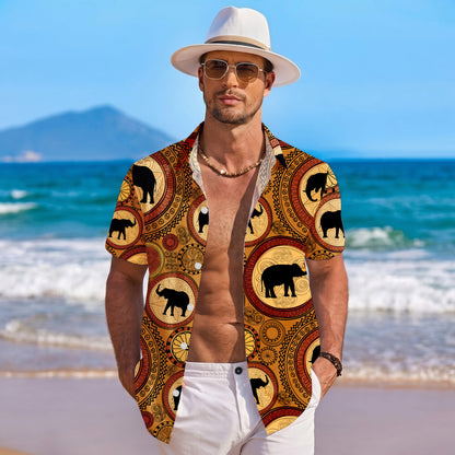 Tribal Boho Elephant Mandala Hawaiian Shirt Men Women Casual Aloha Beach