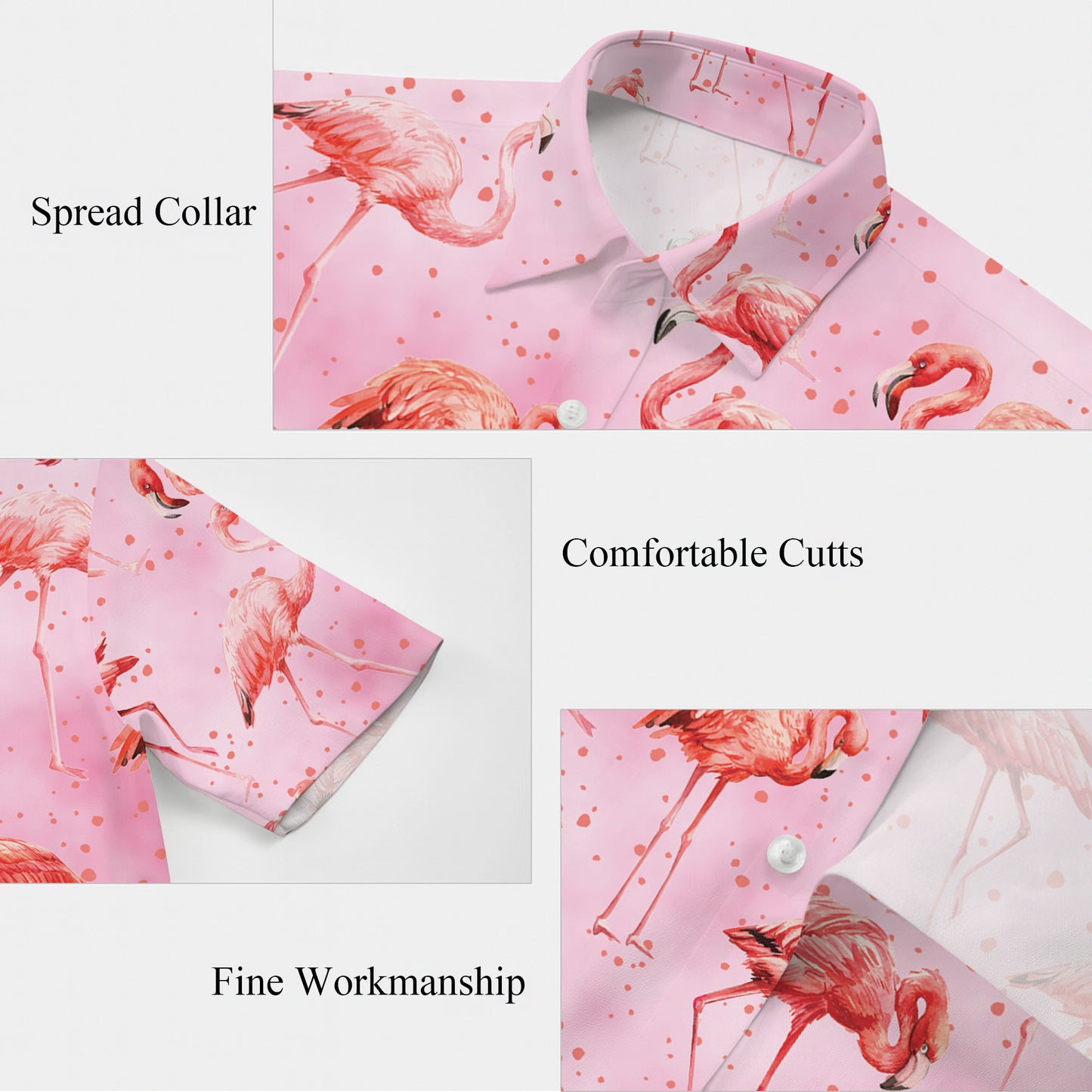 Pink Flamingos & Polka Dots Pastel Hawaiian Shirt Men Women Aloha