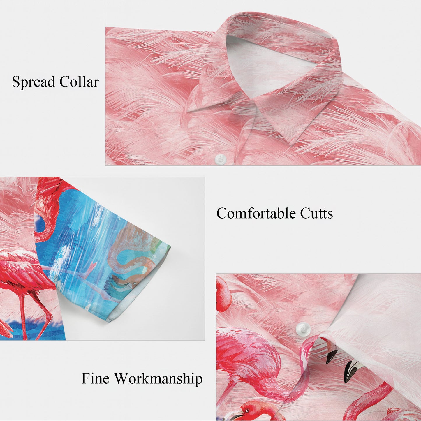 Pink Flamingos & Feathers Watercolor Hawaiian Shirt Men Women Aloha Beach