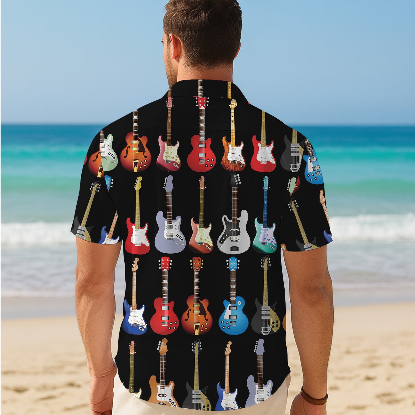 Colorful Electric Guitars Dark Hawaiian Shirt Men Women Aloha