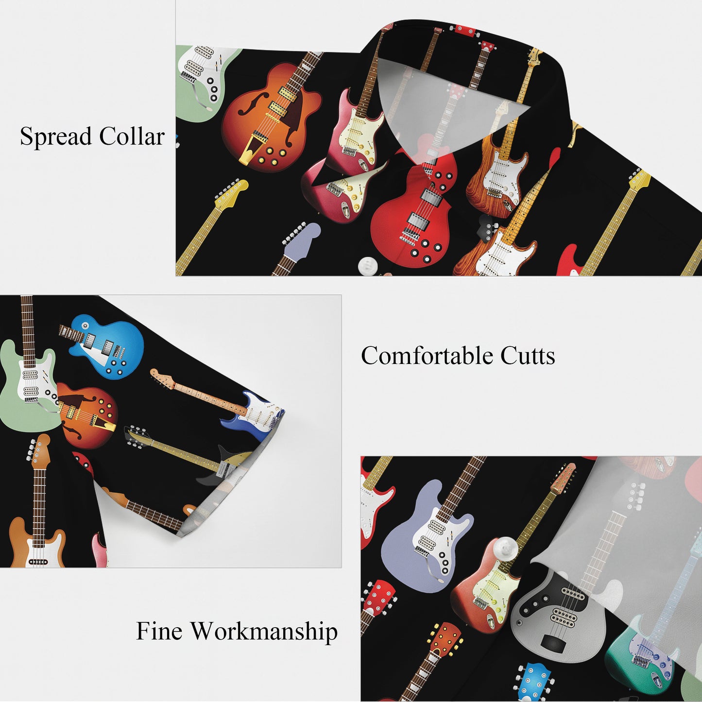 Colorful Electric Guitars Dark Hawaiian Shirt Men Women Aloha