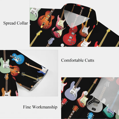 Colorful Electric Guitars Dark Hawaiian Shirt Men Women Aloha