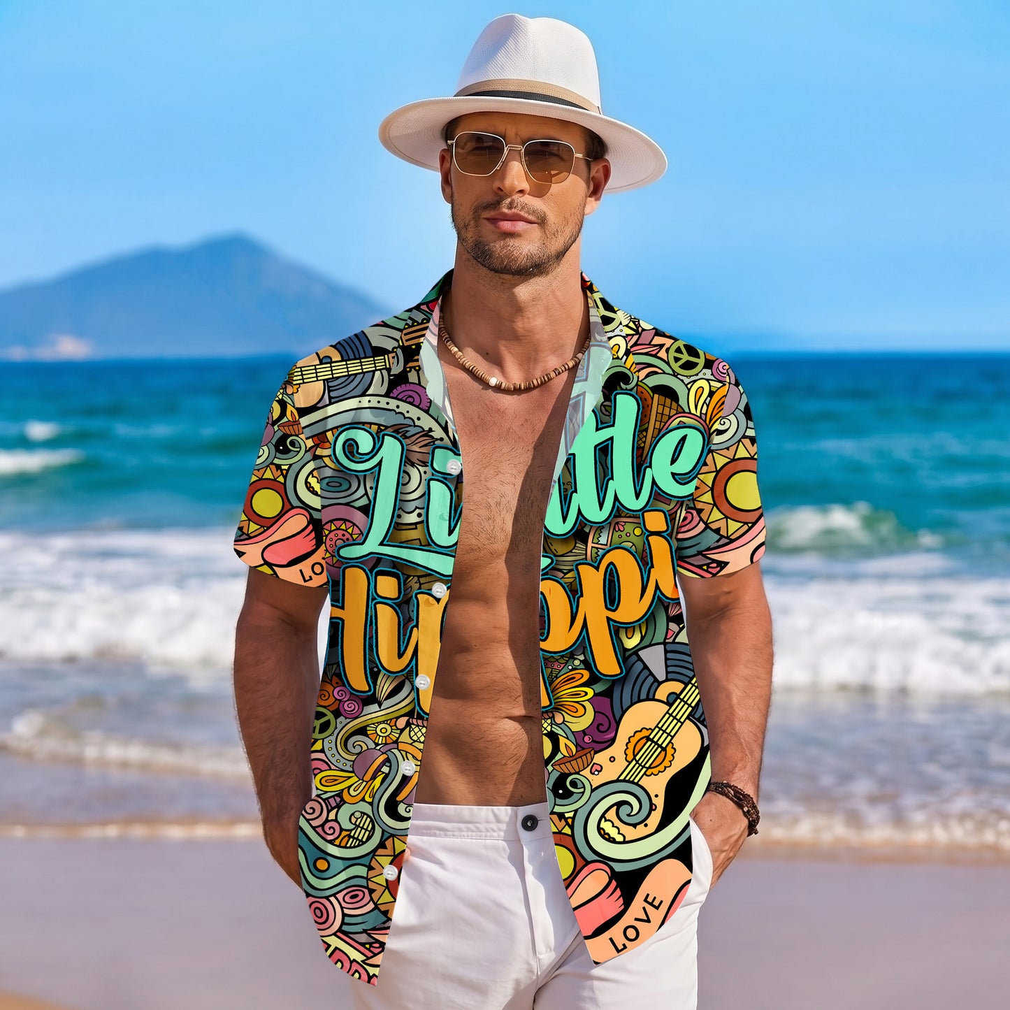 Little Hippie Doodle Art & Music Hawaiian Shirt Men Women Aloha