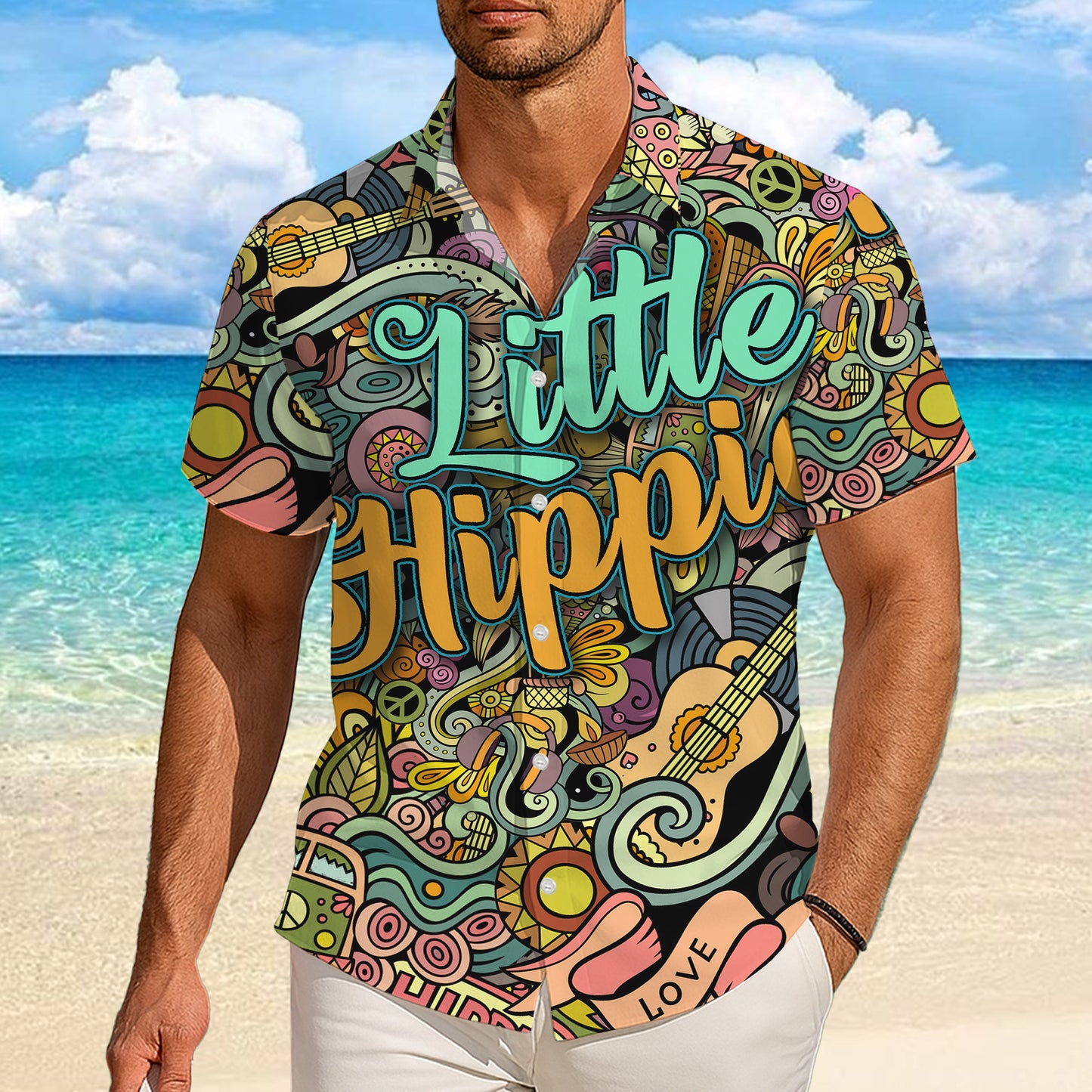 Little Hippie Doodle Art & Music Hawaiian Shirt Men Women Aloha