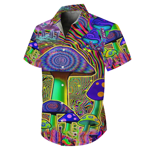 Psychedelic Mushrooms & Trippy Art Hawaiian Shirt Men Women Aloha