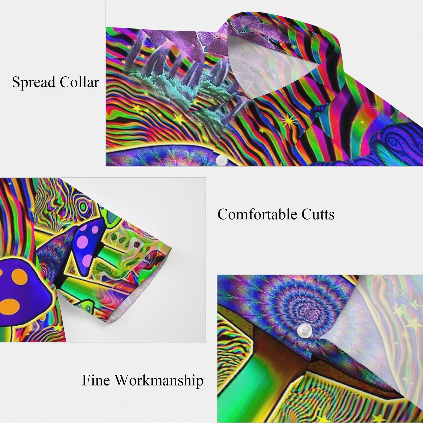 Psychedelic Mushrooms & Trippy Art Hawaiian Shirt Men Women Aloha