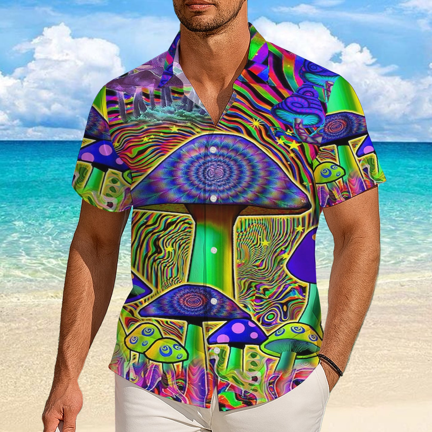 Psychedelic Mushrooms & Trippy Art Hawaiian Shirt Men Women Aloha