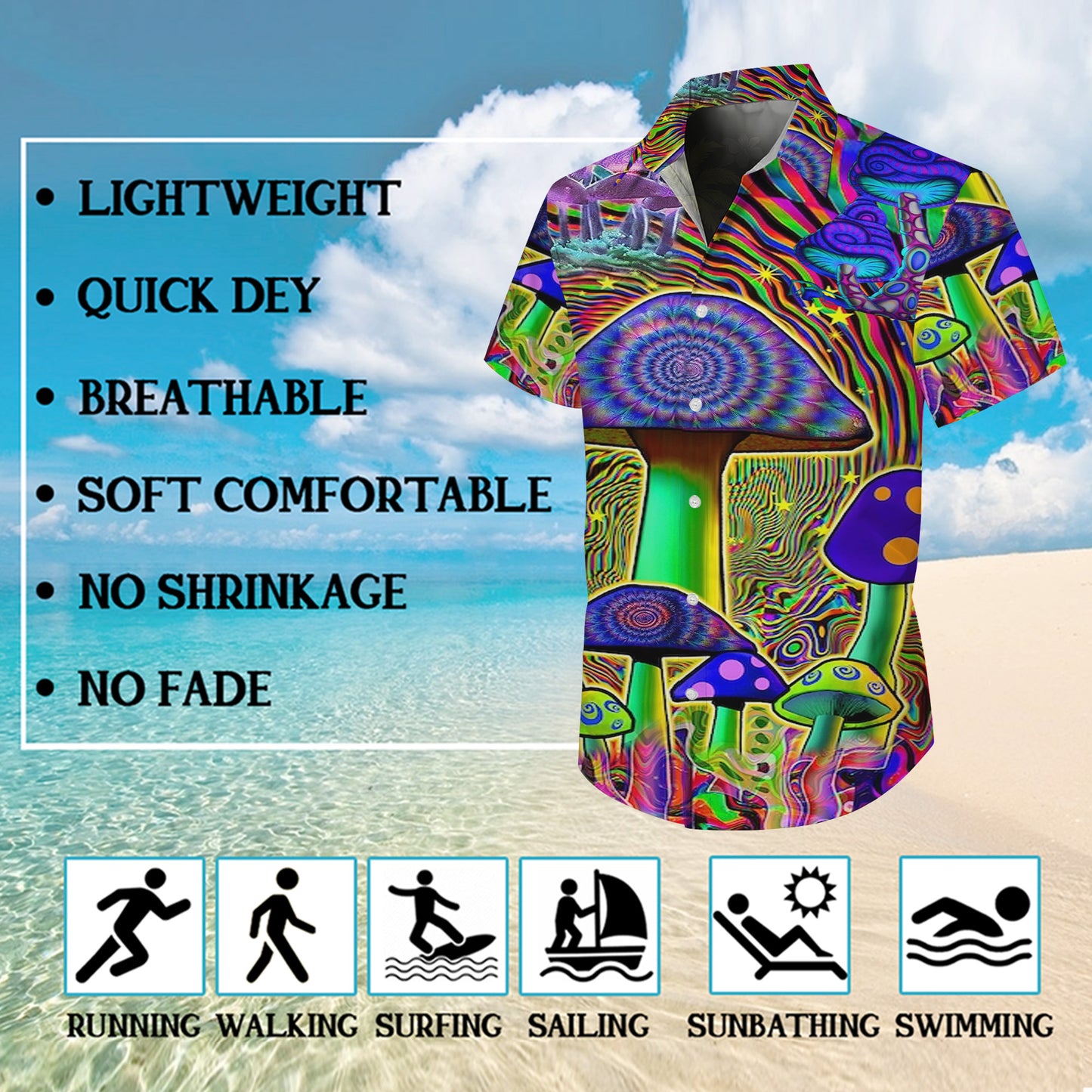 Psychedelic Mushrooms & Trippy Art Hawaiian Shirt Men Women Aloha