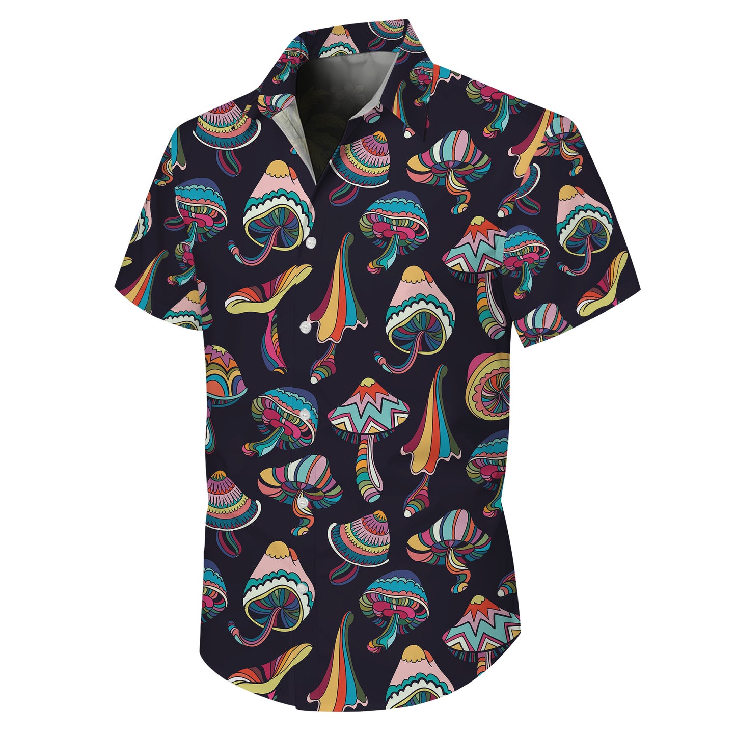 Boho Colorful Mushrooms Dark Hawaiian Shirt Men Women Aloha