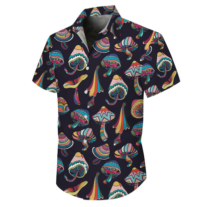 Boho Colorful Mushrooms Dark Hawaiian Shirt Men Women Aloha