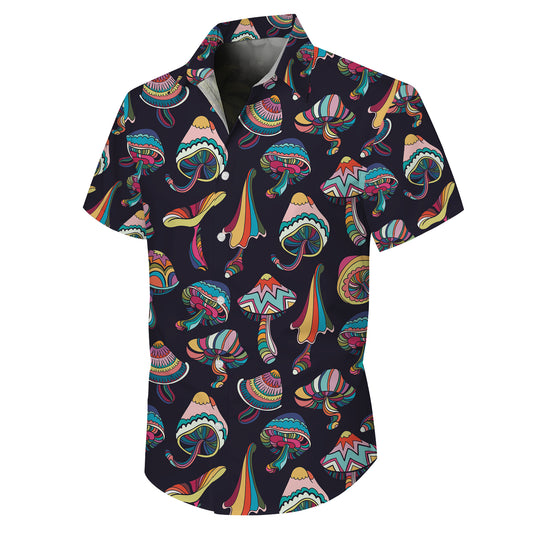 Boho Colorful Mushrooms Dark Hawaiian Shirt Men Women Aloha