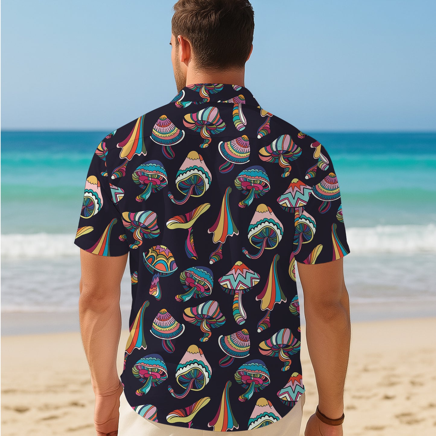 Boho Colorful Mushrooms Dark Hawaiian Shirt Men Women Aloha