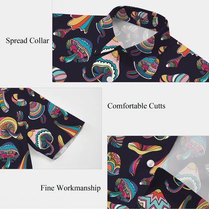 Boho Colorful Mushrooms Dark Hawaiian Shirt Men Women Aloha