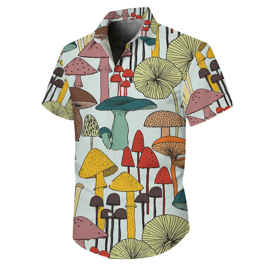 Vintage Colorful Mushrooms Hawaiian Shirt Men Women Aloha
