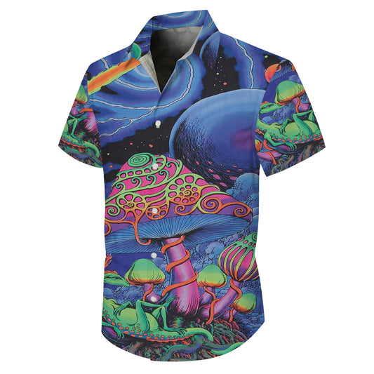 Psychedelic Mushrooms, Lizards & Galaxy Hawaiian Shirt Aloha