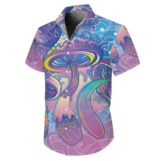 Pastel Psychedelic Mushrooms & Dreamy Clouds Hawaiian Shirt Aloha