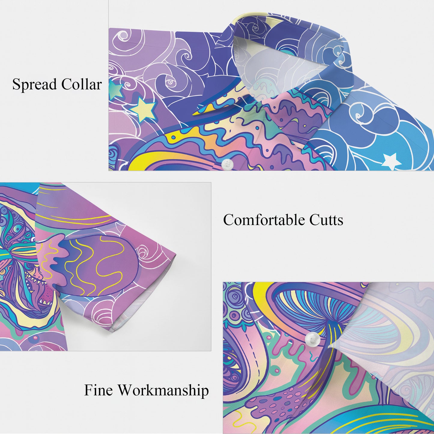 Pastel Psychedelic Mushrooms & Dreamy Clouds Hawaiian Shirt Aloha