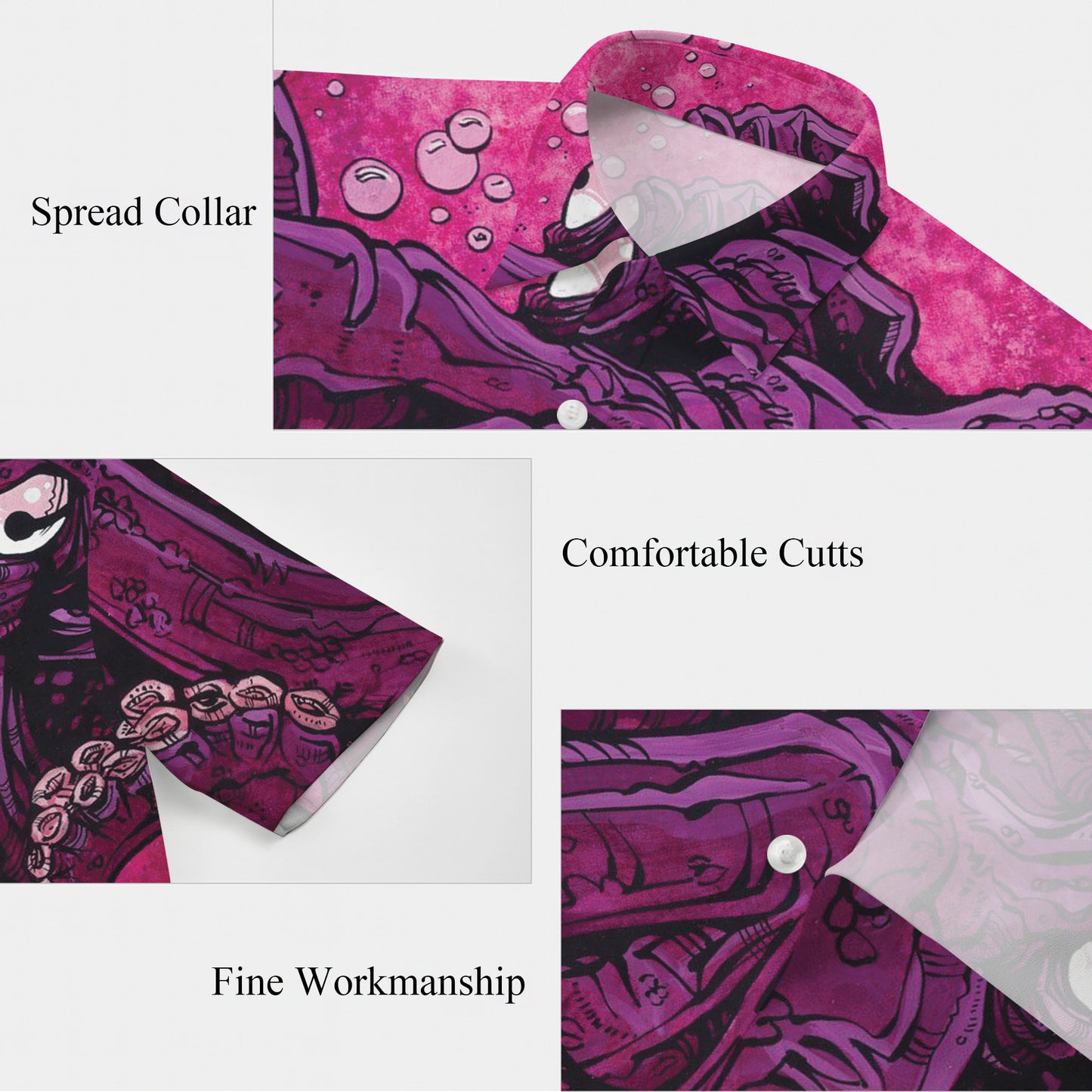 Giant Purple Octopus Face & Tentacles Hawaiian Shirt Men