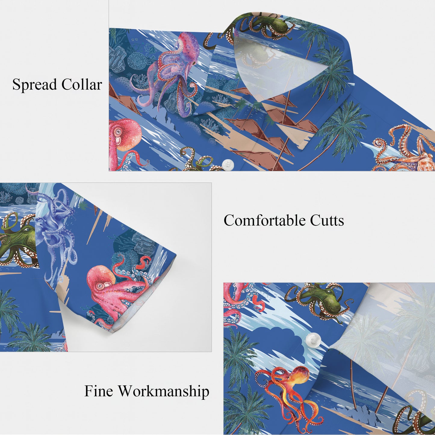 Colorful Octopuses & Tropical Palm Trees Hawaiian Shirt