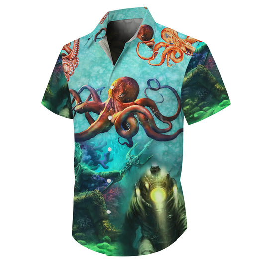 Octopuses & Deep Sea Divers Hawaiian Shirt Men Aloha
