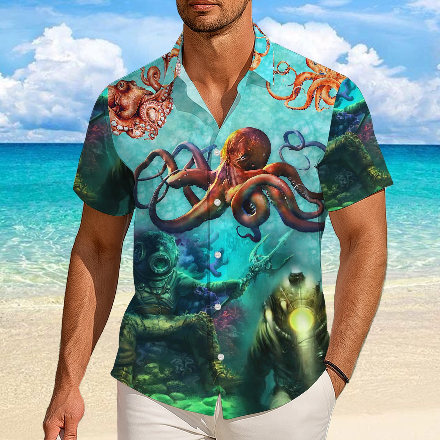 Octopuses & Deep Sea Divers Hawaiian Shirt Men Aloha