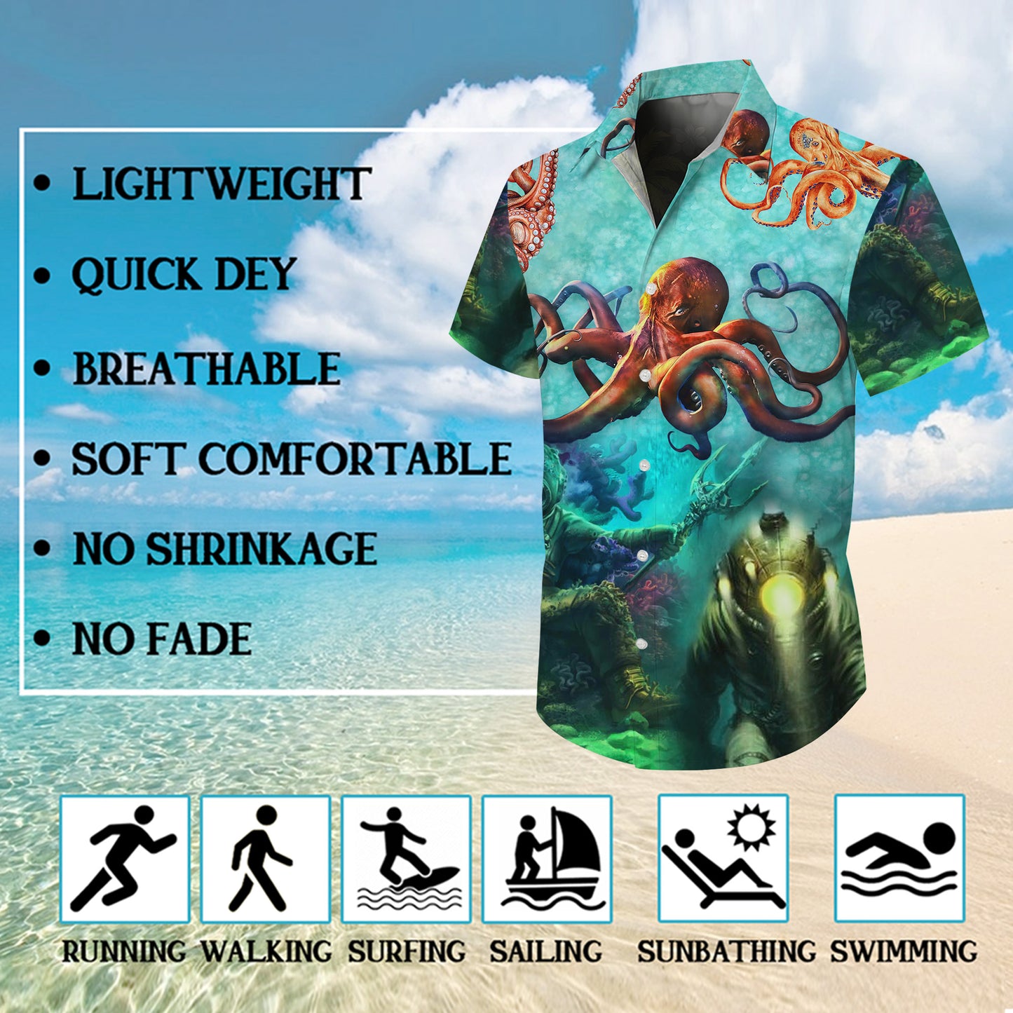 Octopuses & Deep Sea Divers Hawaiian Shirt Men Aloha