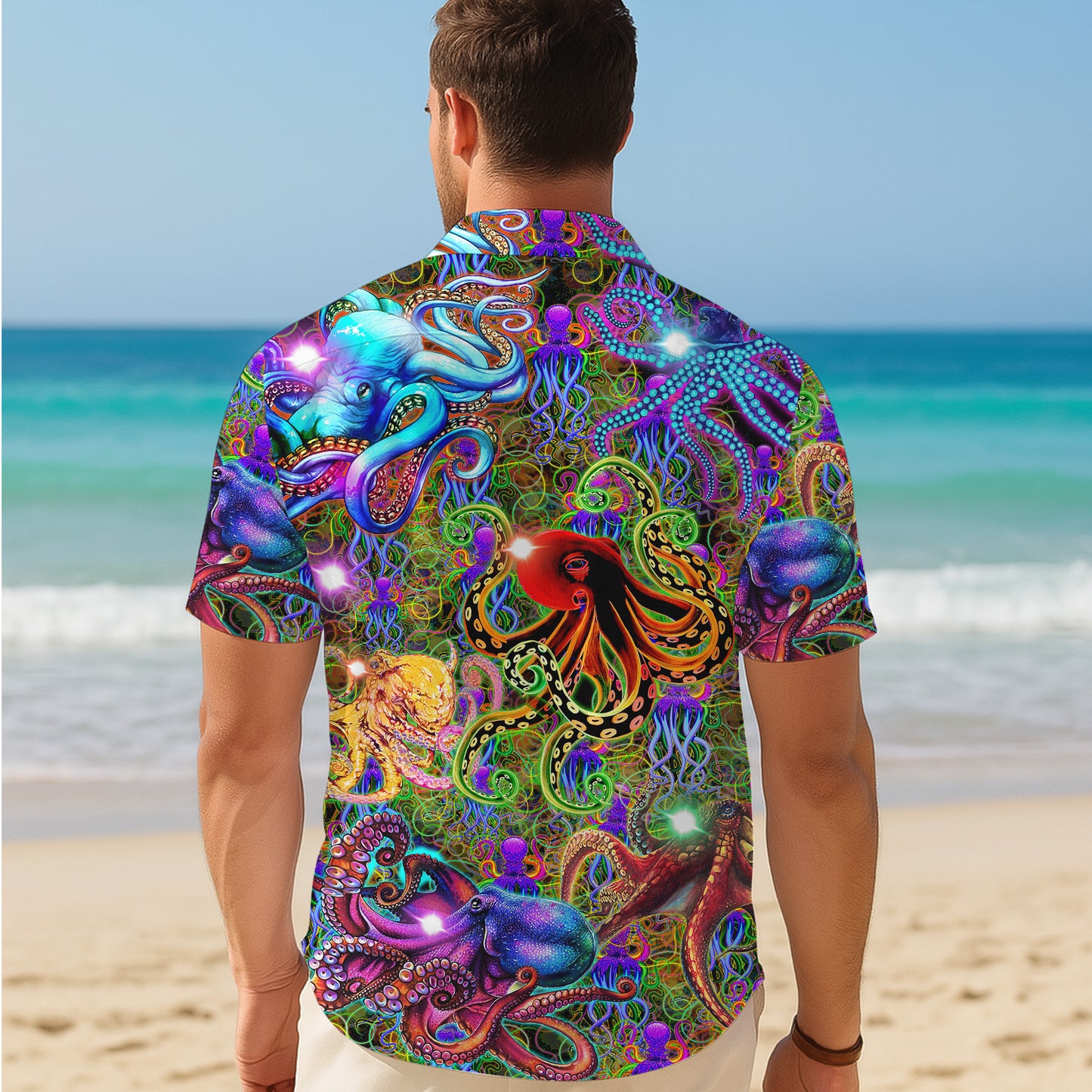 Psychedelic Octopuses & Trippy Art Hawaiian Shirt Men Aloha