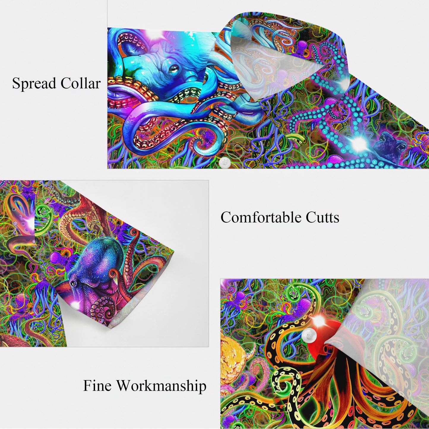 Psychedelic Octopuses & Trippy Art Hawaiian Shirt Men Aloha