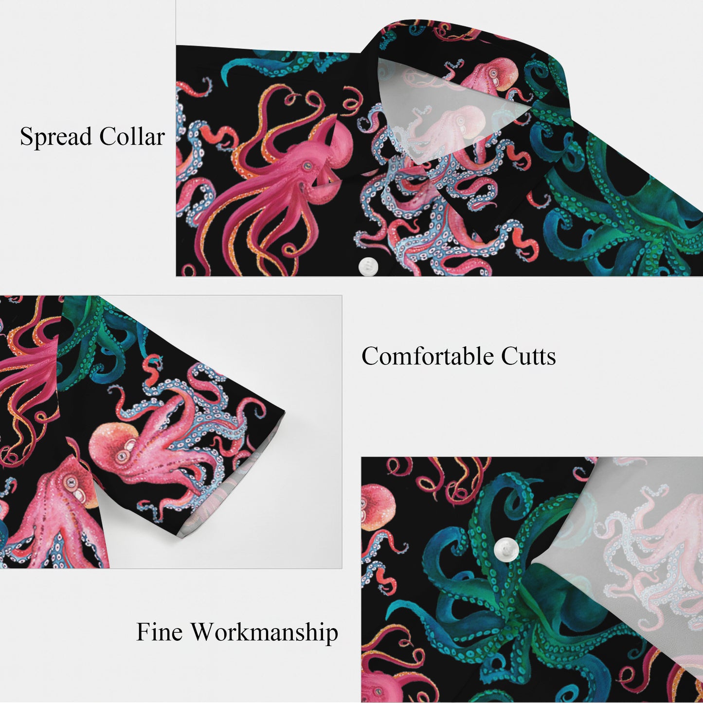 Pink & Green Octopuses Dark Hawaiian Shirt Men Women Aloha