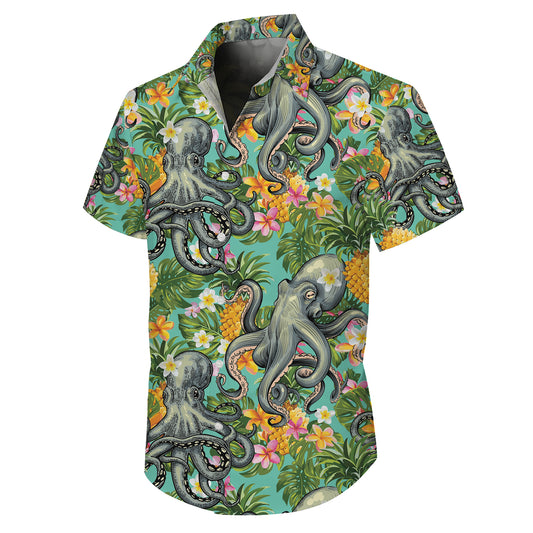 Octopuses, Pineapples & Tropical Flowers Hawaiian Shirt Aloha