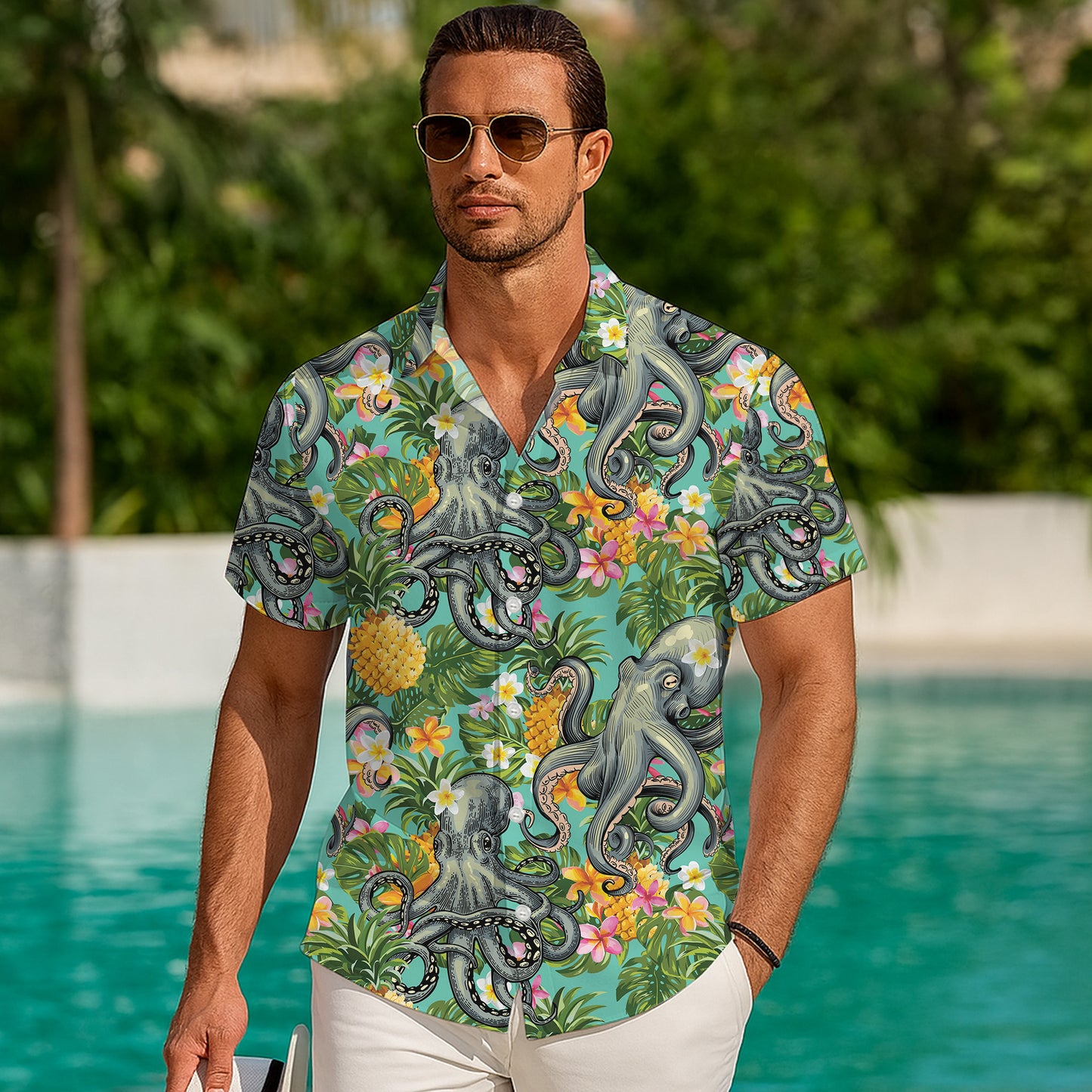Octopuses, Pineapples & Tropical Flowers Hawaiian Shirt Aloha