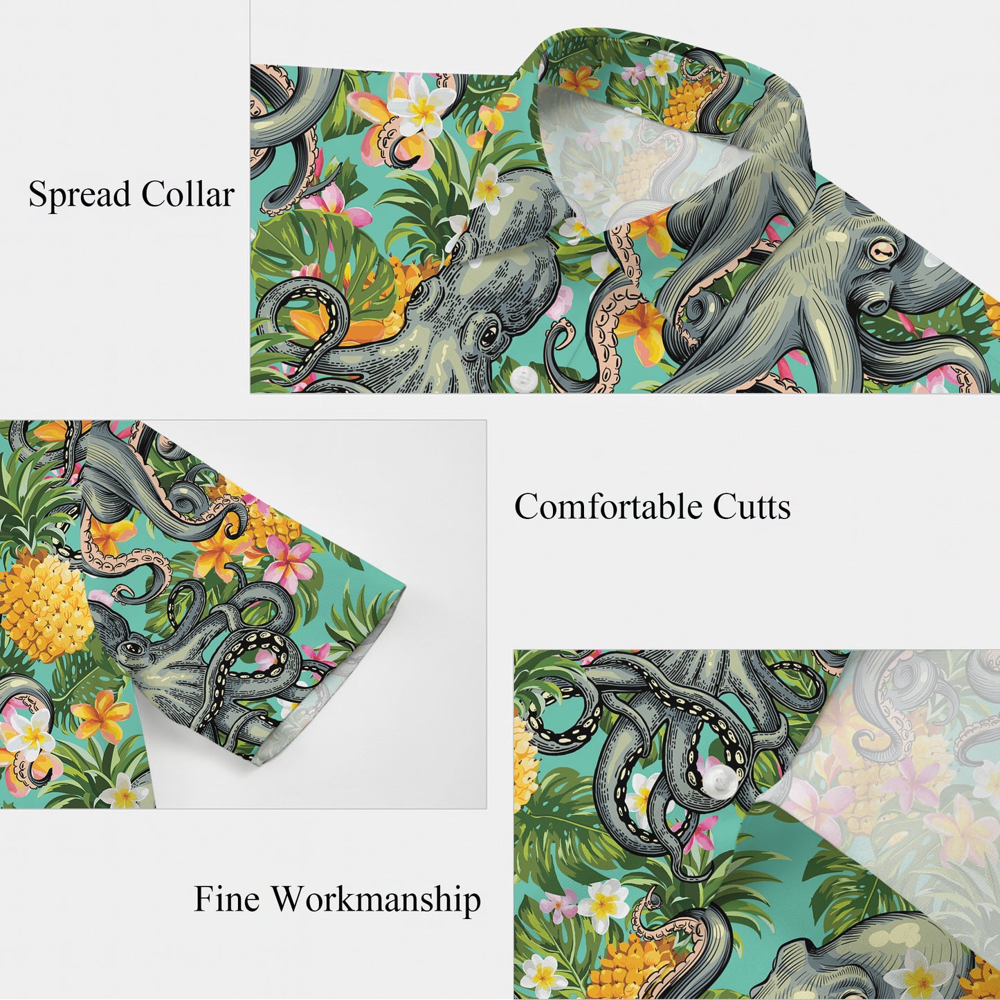 Octopuses, Pineapples & Tropical Flowers Hawaiian Shirt Aloha