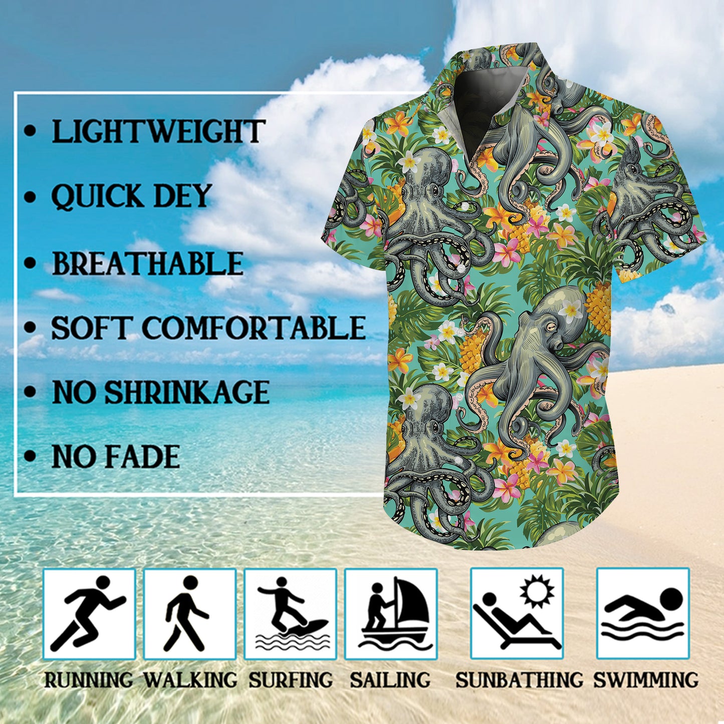 Octopuses, Pineapples & Tropical Flowers Hawaiian Shirt Aloha