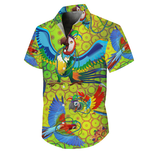 Carnival Parrots & Beads Yellow Pattern Hawaiian Shirt