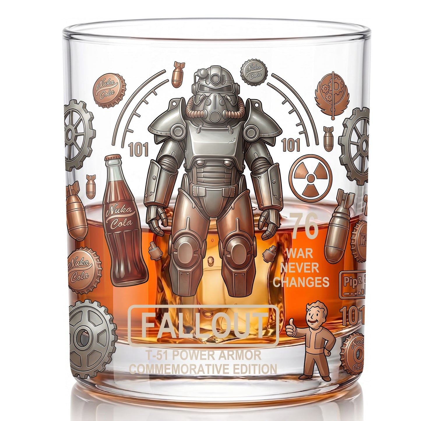 Personalized Fallout Whiskey Glass - Custom Gamer Gift
