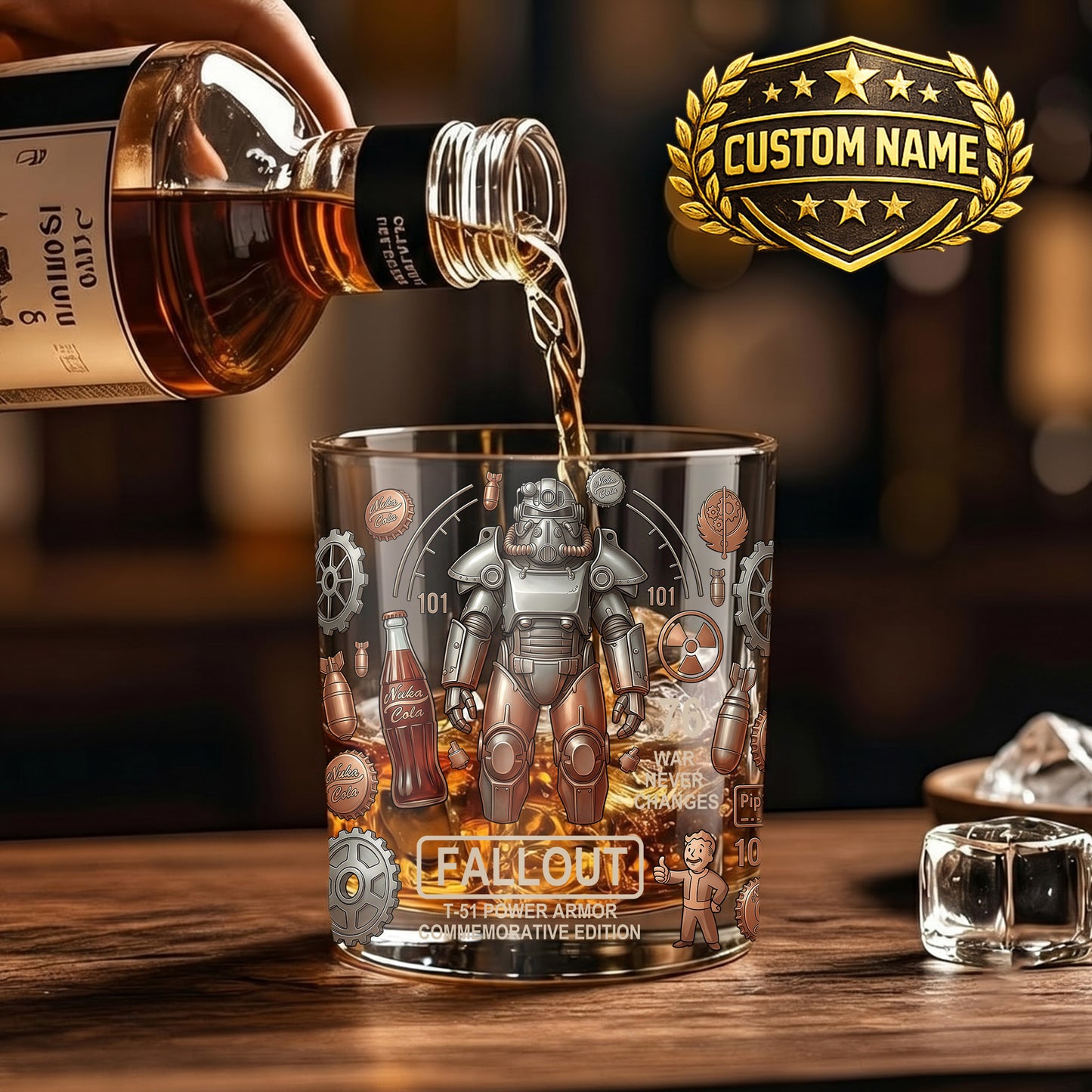 Personalized Fallout Whiskey Glass - Custom Gamer Gift