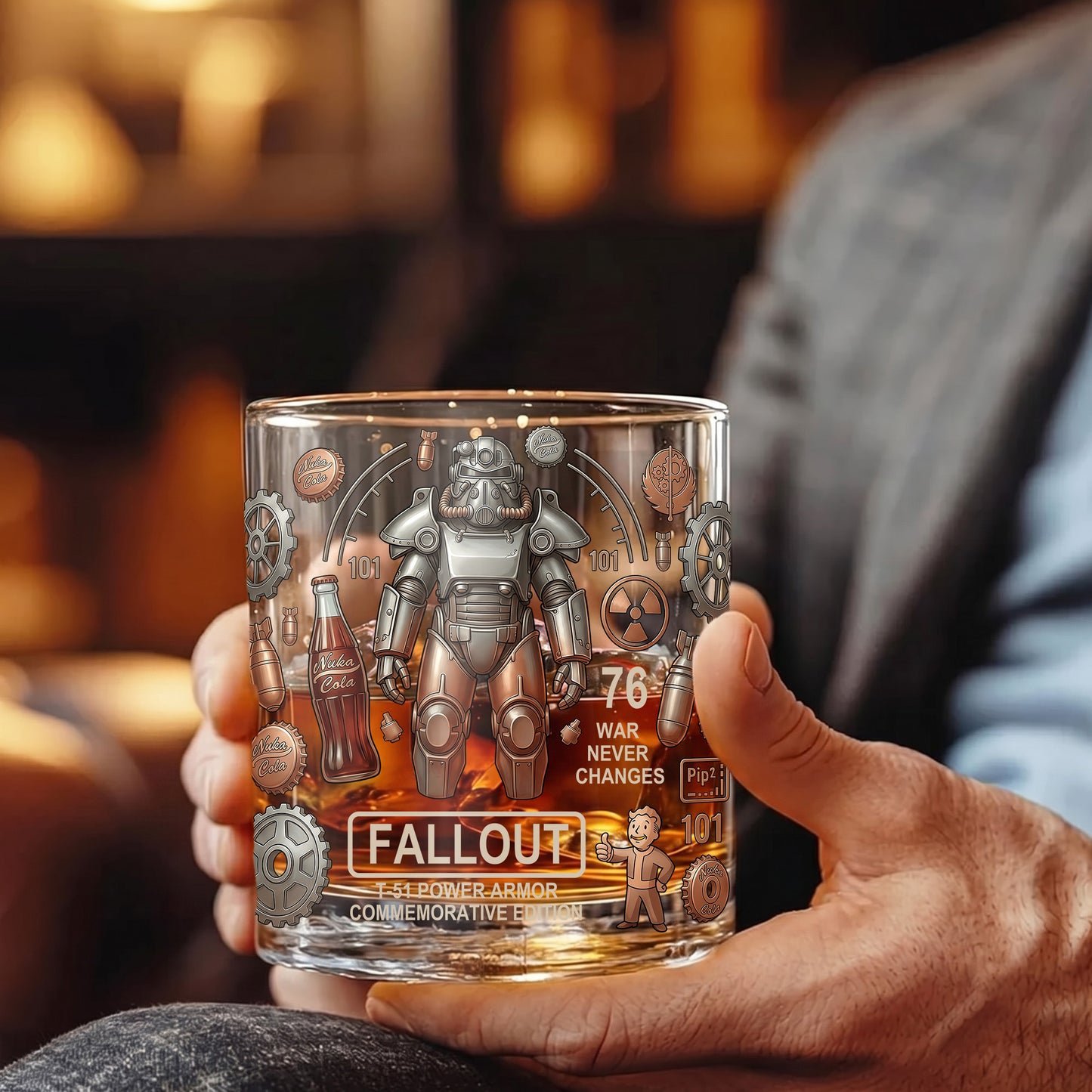 Personalized Fallout Whiskey Glass - Custom Gamer Gift