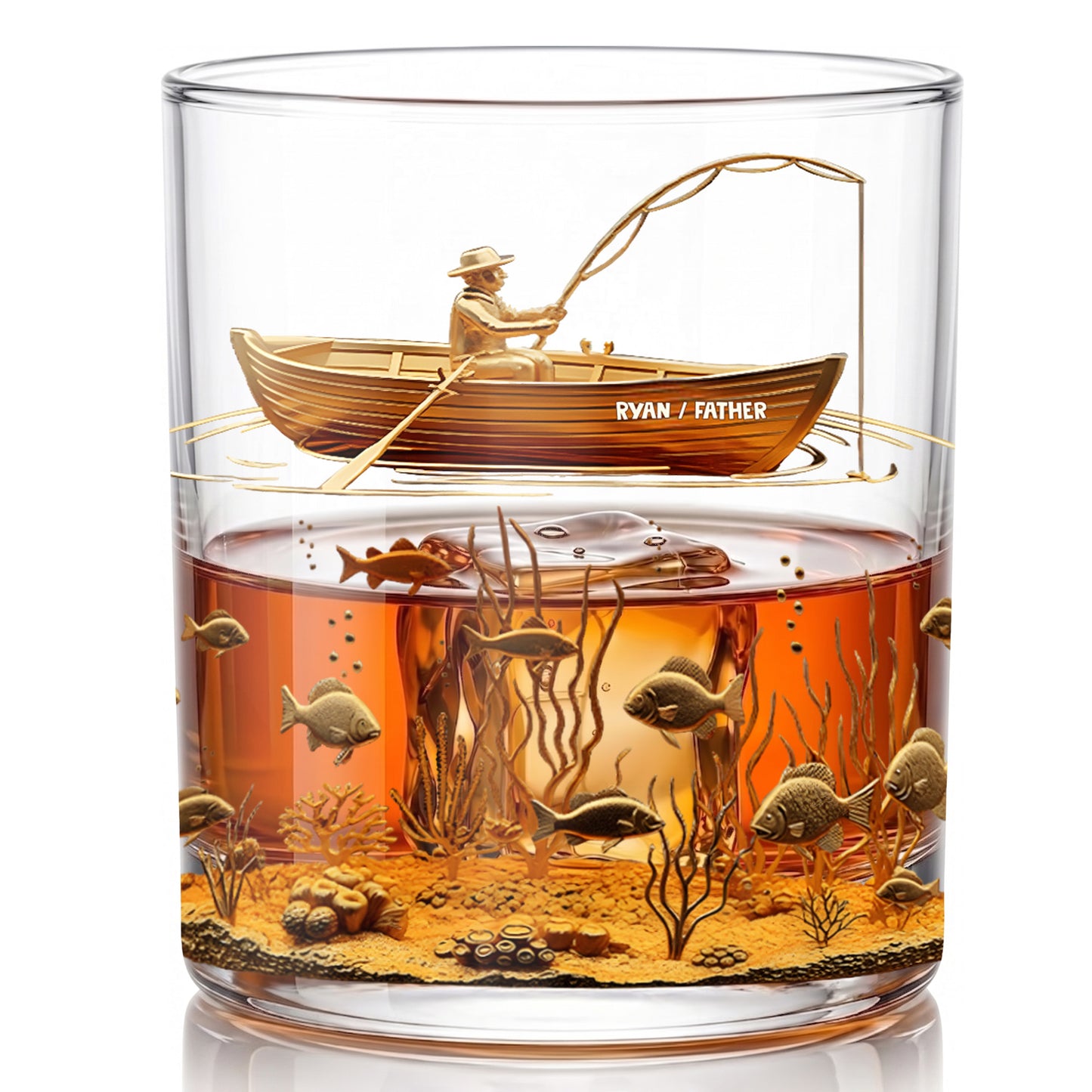 Personalized Fishing Whiskey Glass - Custom Fisherman Gift