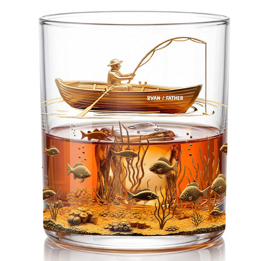 Personalized Fishing Whiskey Glass - Custom Fisherman Gift