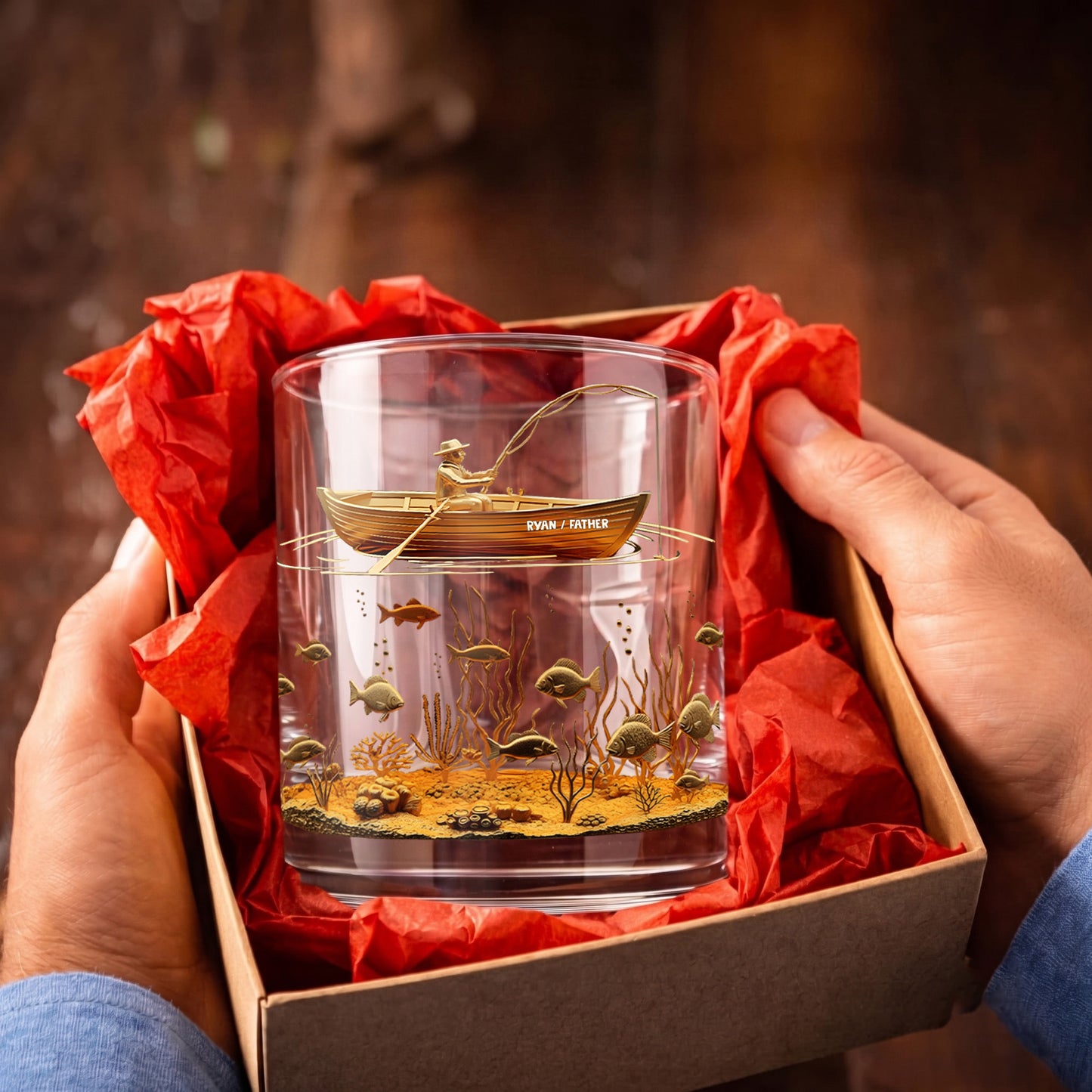 Personalized Fishing Whiskey Glass - Custom Fisherman Gift