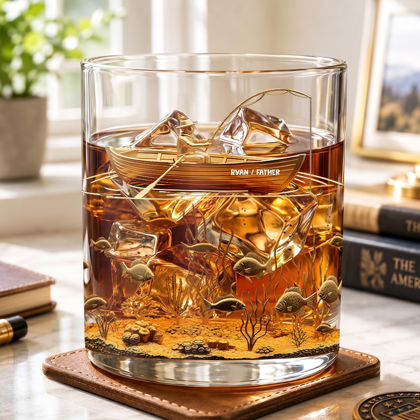 Personalized Fishing Whiskey Glass - Custom Fisherman Gift