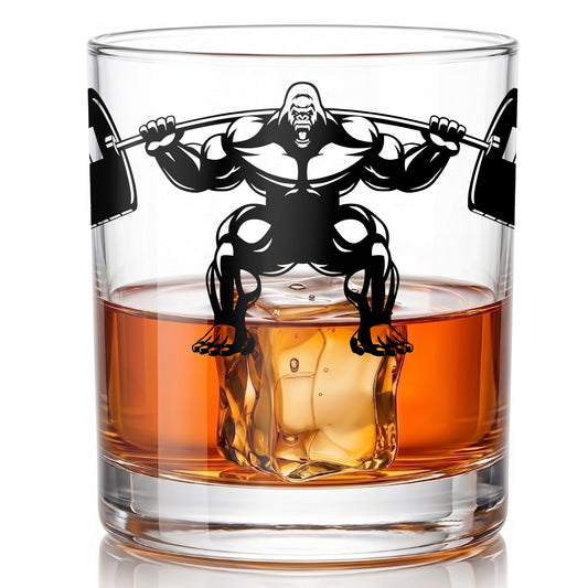 Personalized Gorilla Whiskey Glass - Custom Gym Fitness Gift