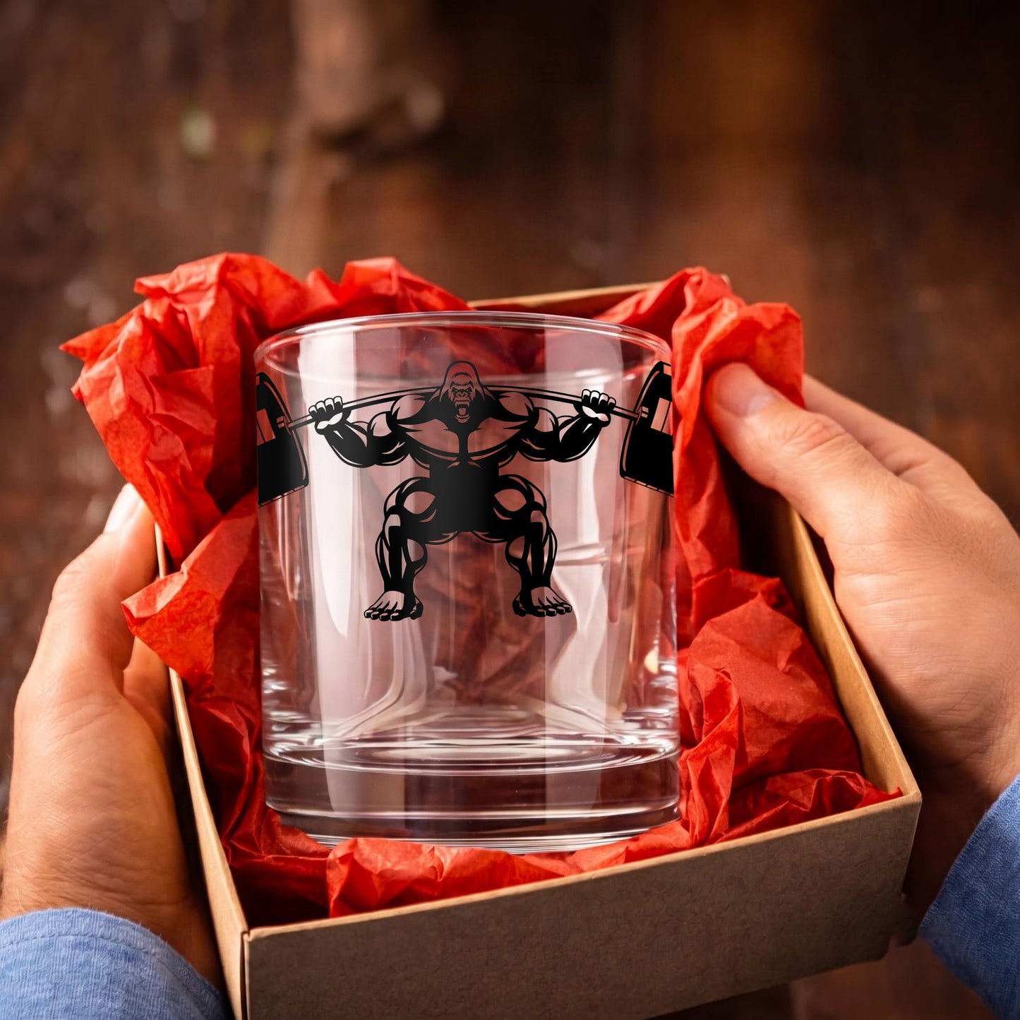 Personalized Gorilla Whiskey Glass - Custom Gym Fitness Gift